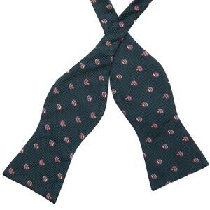 Daniel Cremieux Green Christmas Ornaments 100% Silk Self Tie Bow Tie Bowtie